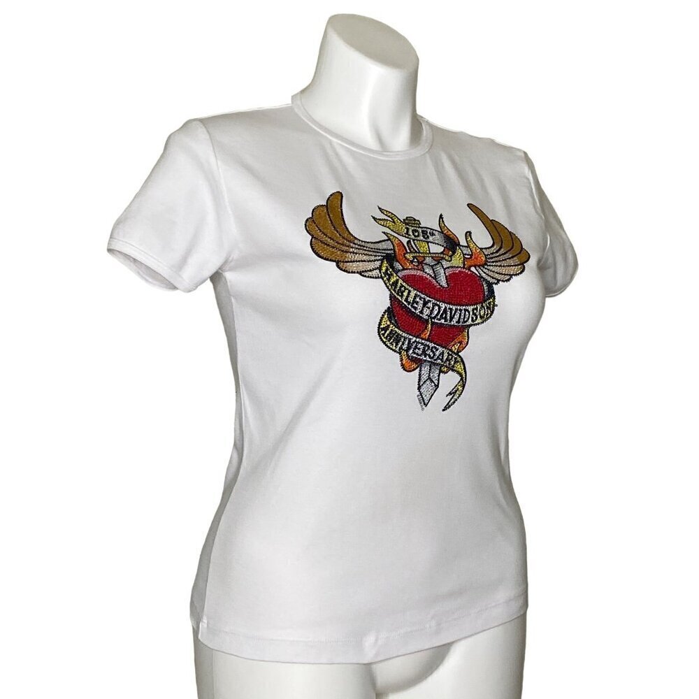 Harley Davidson White Anniversary T-Shirt, Doc's Harley St. Louis Women's XL - Picture 3 of 10
